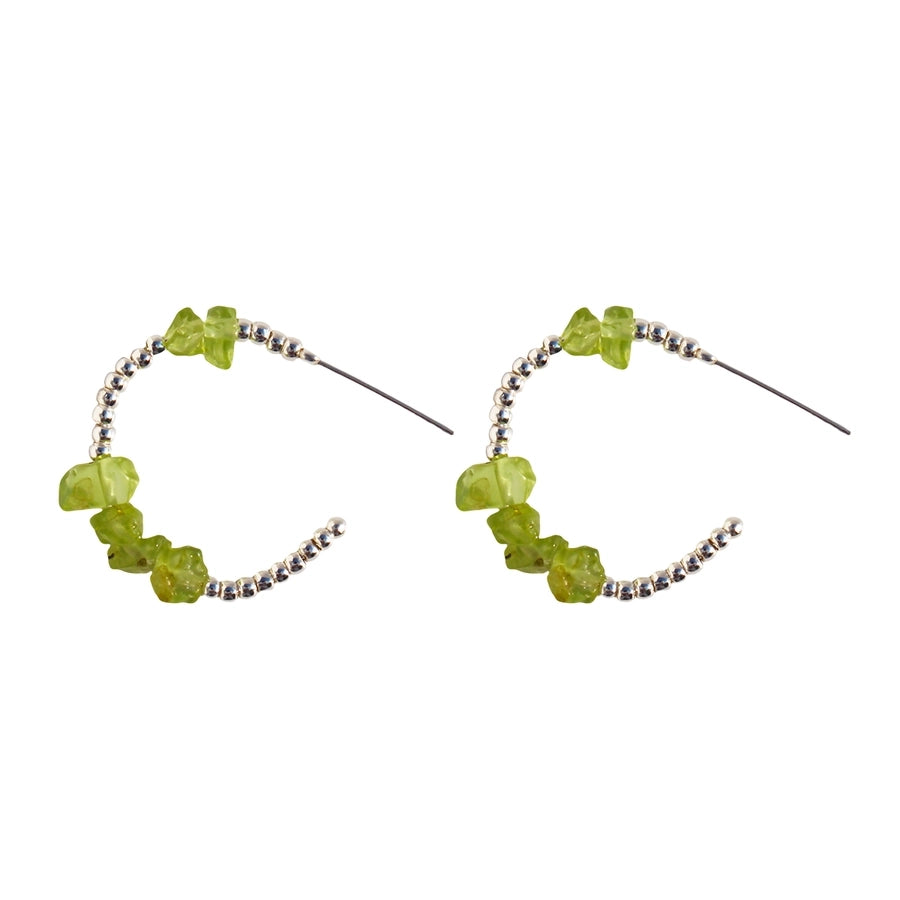 Simple Style Classic Style Geometric N2683-Y06 Olivine Brass Beaded 24K Gold Plated Women's Jewelry Set
