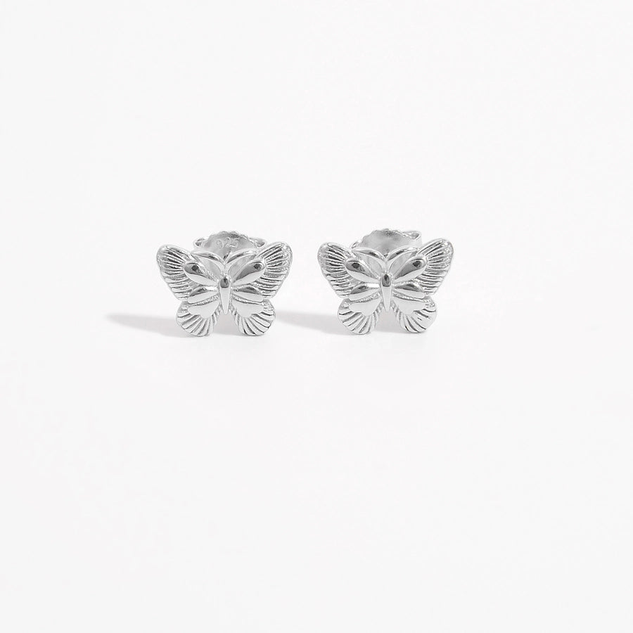 1 Pair White Gold Plated Sterling Silver Zircon Flower Butterfly Ear Studs