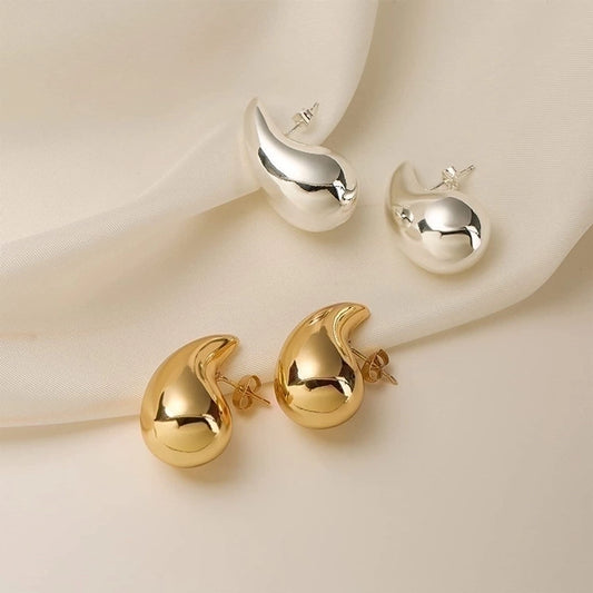 1 Pair Simple Style Water Droplets Plating 304 Stainless Steel 18K Gold Plated Ear Studs