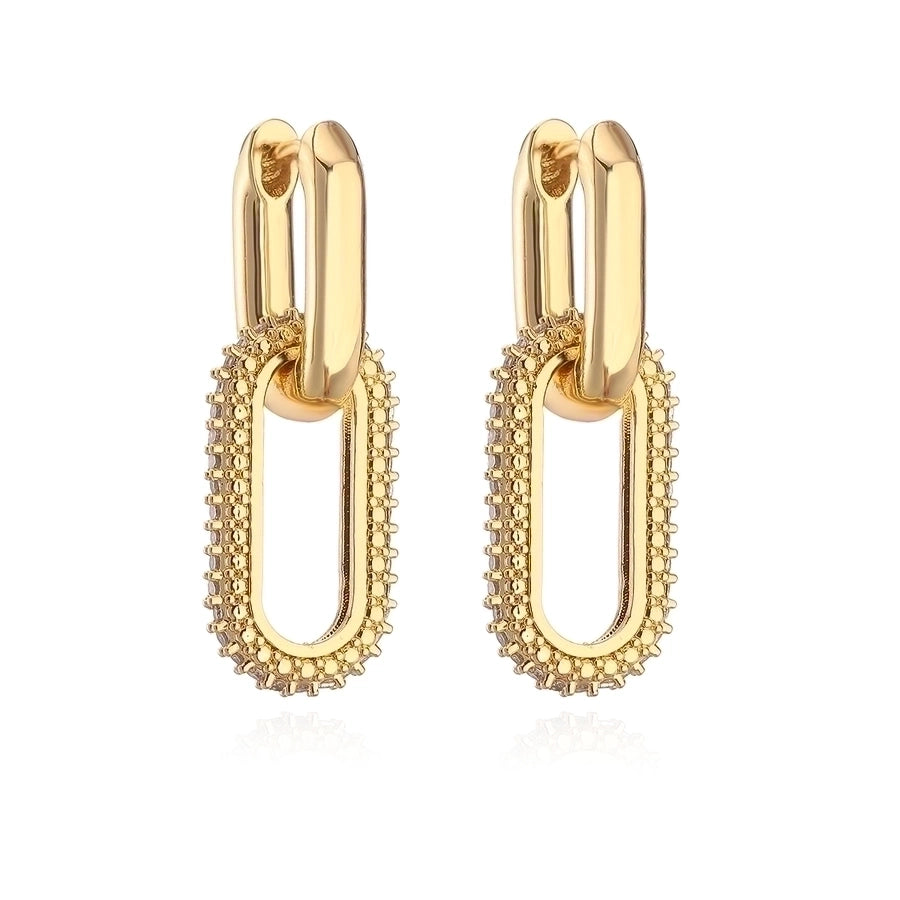 1 pair simple style commute oval plating inlay copper zircon 18k gold plated drop earrings