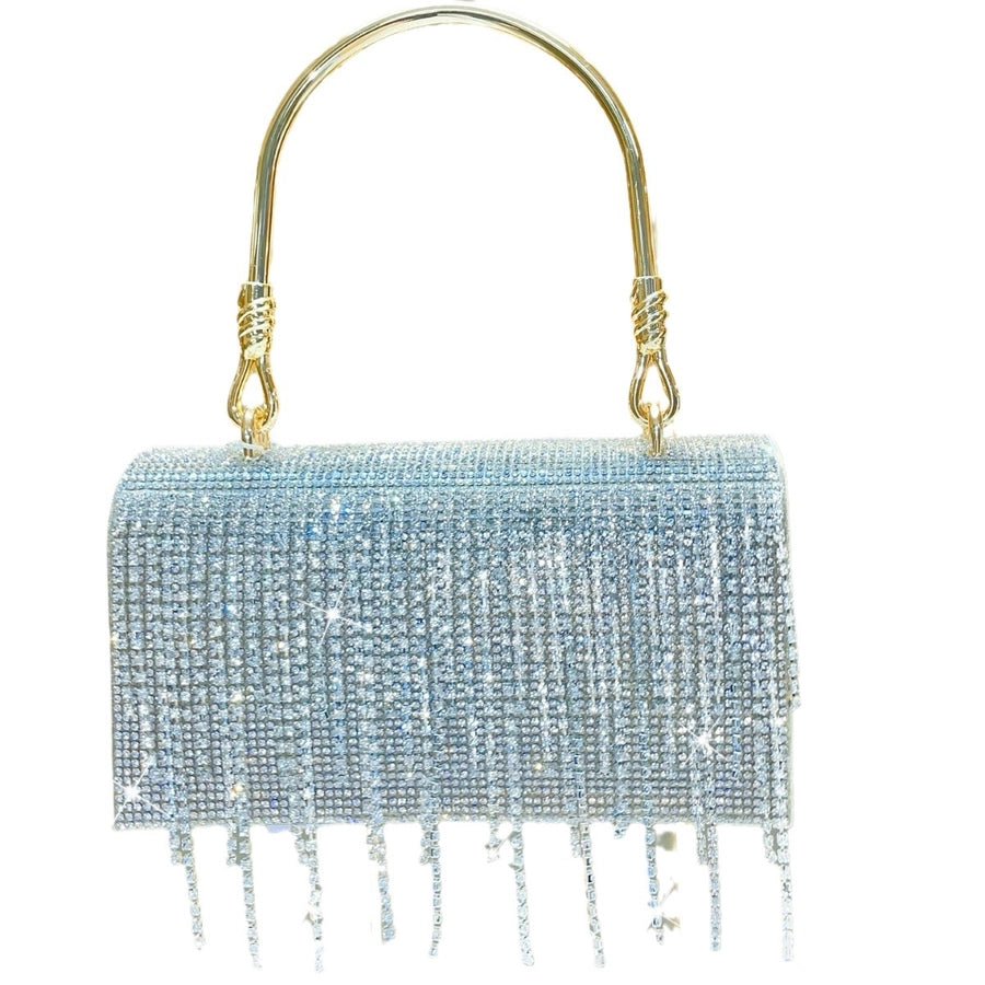 New Retro Banquet Evening Dress Handbag Handbag Full Diamond Shiny Tassel Shoulder Crossbody Evening Bag