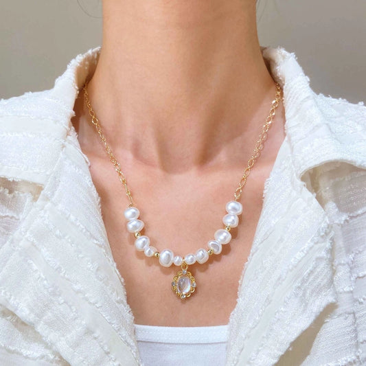 Simple Style Classic Style Round Imitation Pearl Alloy  Pendant Necklace