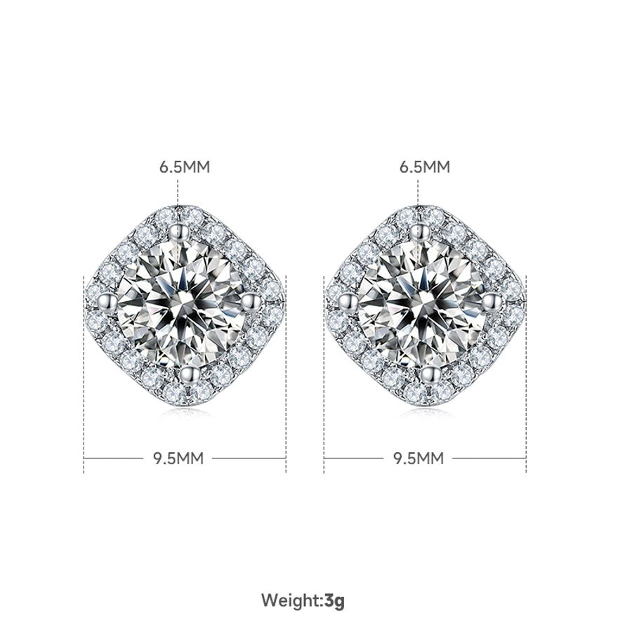 Elegant Princess Sweet Geometric Sterling Silver Inlay Zircon Rhodium Plated Women's Bracelets Earrings Necklace