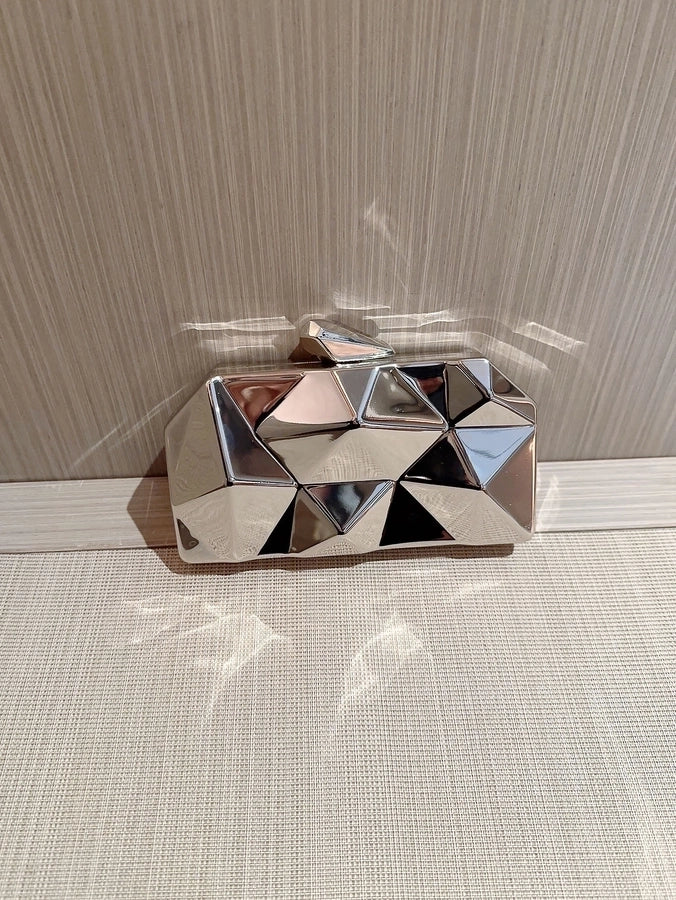 Gold Silver Alloy Solid Color Metal Button Evening Bags