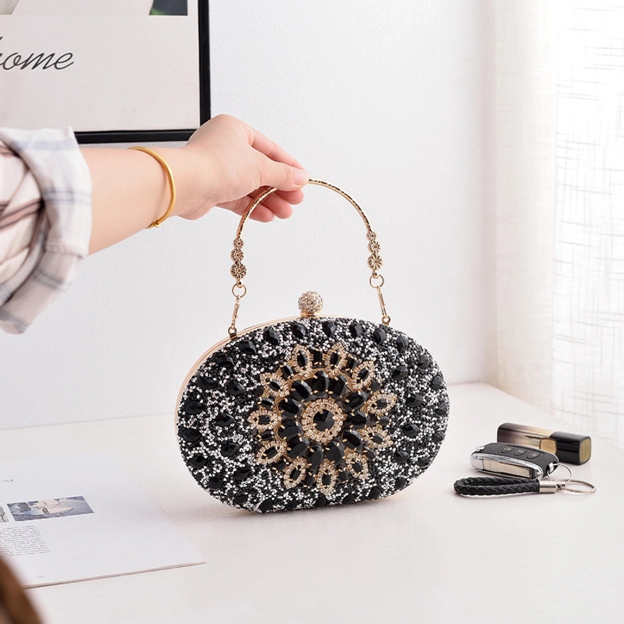 silver gold blue pu leather solid color oval evening bags