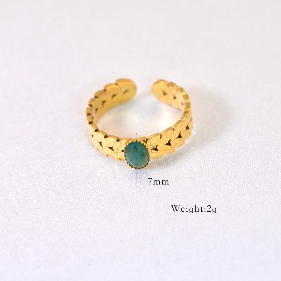 natural stone Titanium Steel IG Style Simple Style Inlay Geometric Natural Stone Rings Necklace