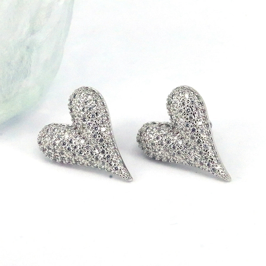 1 pair ig style simple style round water droplets heart shape plating inlay copper zircon 18k gold plated silver plated ear studs
