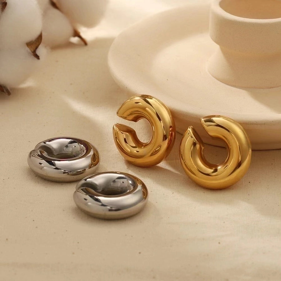 1 Piece Simple Style Solid Color Plating Stainless Steel Ear Cuffs
