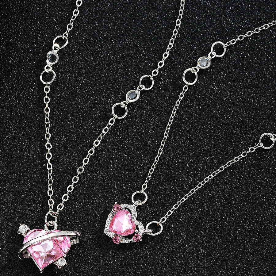 Elegant Heart Shape Alloy Rhinestone  Pendant Necklace