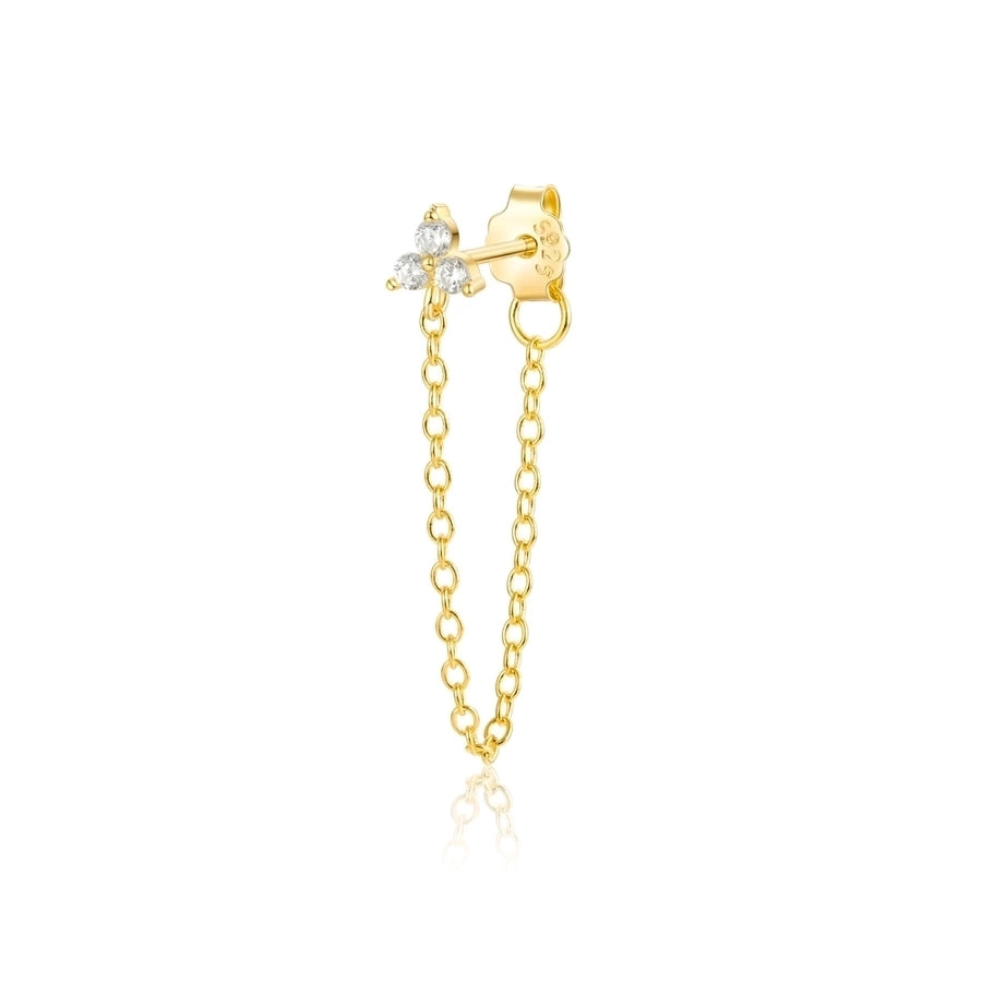 1 piece simple style classic style flower snake lightning plating inlay sterling silver zircon 18k gold plated white gold plated drop earrings