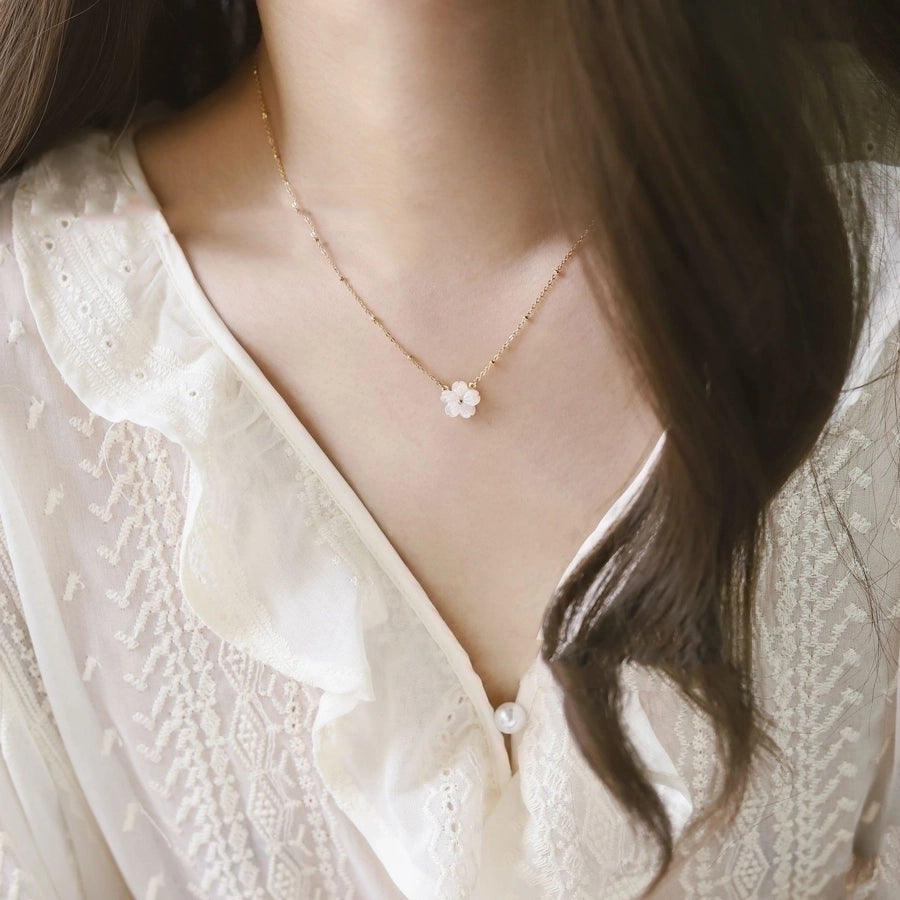 Jewelry Sweet Flower 201 Stainless Steel Shell Plating Pendant Necklace