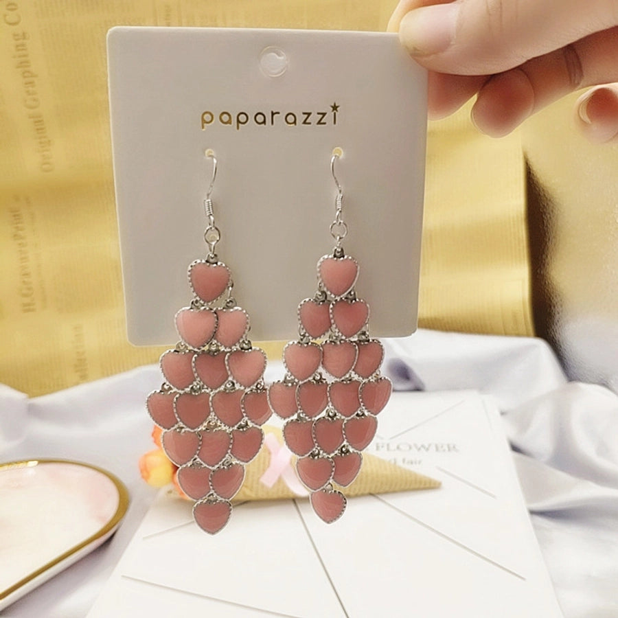 1 pair elegant star tassel heart shape inlay alloy artificial pearls rhinestones glass earrings