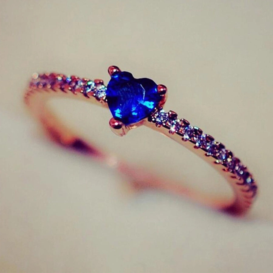1 piece simple style heart shape alloy plating inlay artificial gemstones women's rings