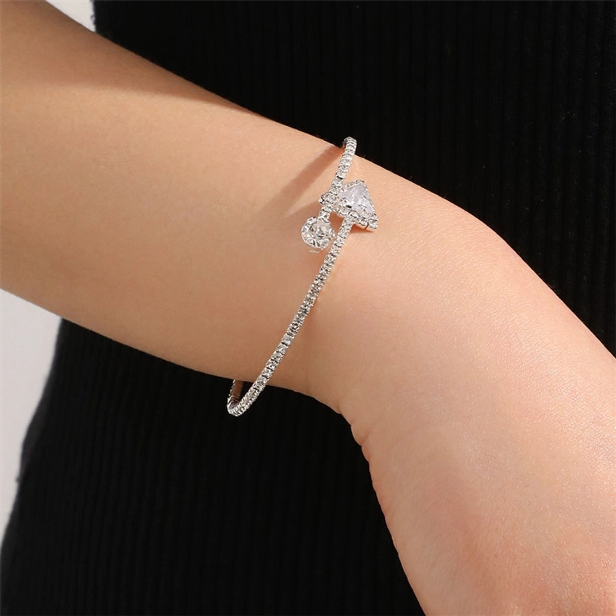 modern style simple style triangle water droplets bow knot artificial gemstones artificial pearl inlay rhinestones pearl women's bangle