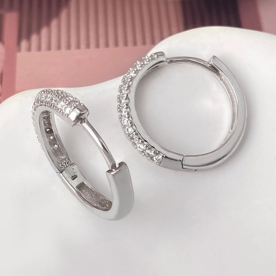 Foxi Gorgeous Style Full Zircon Inlaid 17mm925 Sterling Silver Material for Women Ear Ring