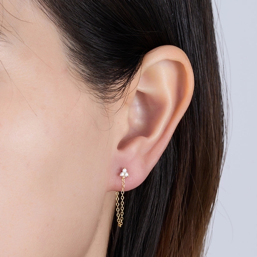 1 piece simple style classic style flower snake lightning plating inlay sterling silver zircon 18k gold plated white gold plated drop earrings