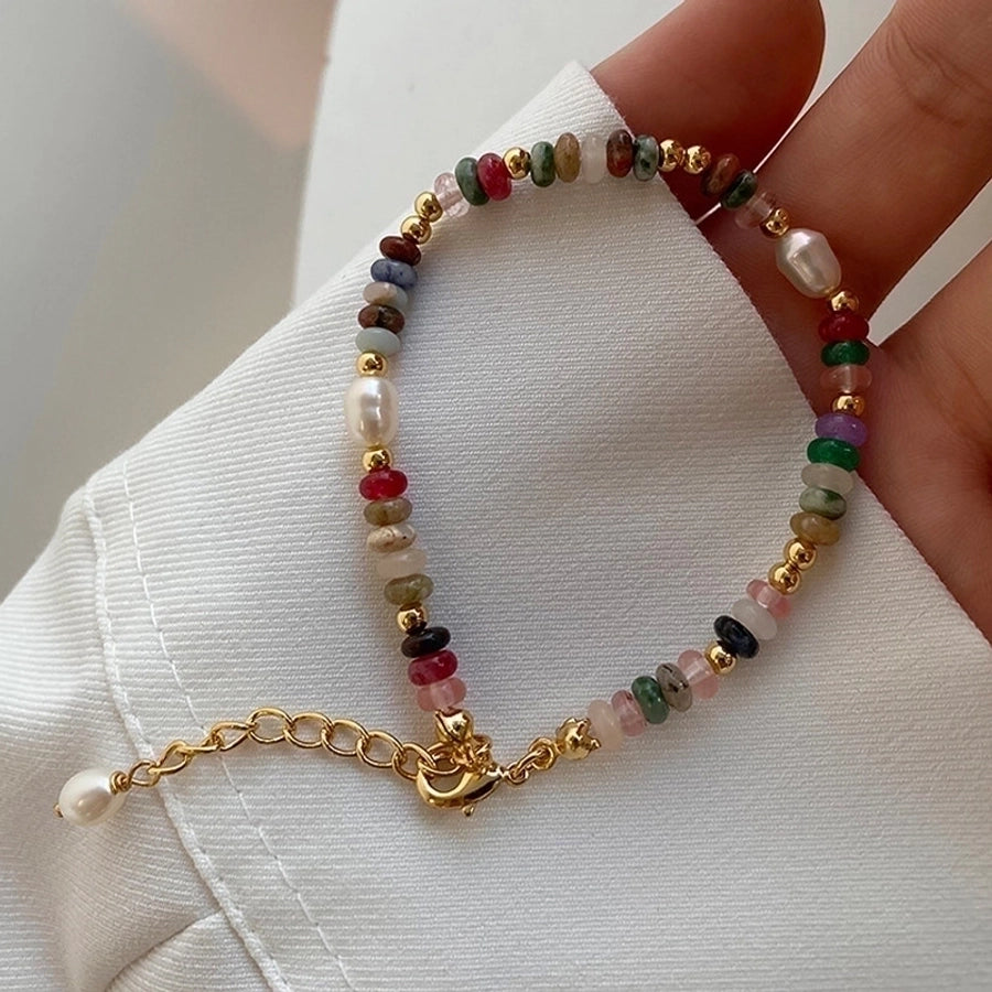 Cute Sweet Colorful 304 Stainless Steel Natural Pearl natural stone Bracelets In Bulk