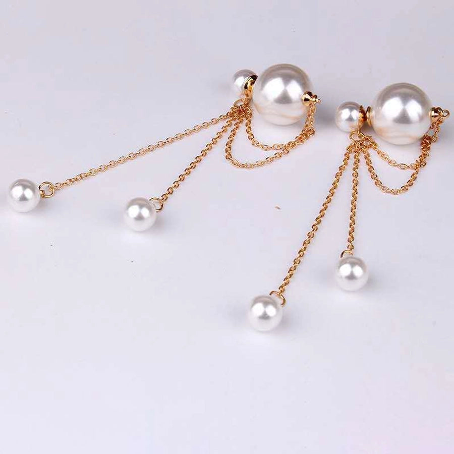 1 pair elegant star tassel heart shape inlay alloy artificial pearls rhinestones glass earrings