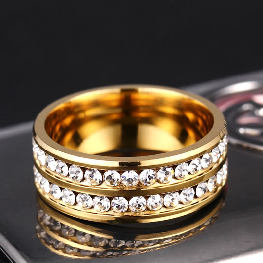 fashion titanium steel rhinestone hypoallergenic ring  jewelry