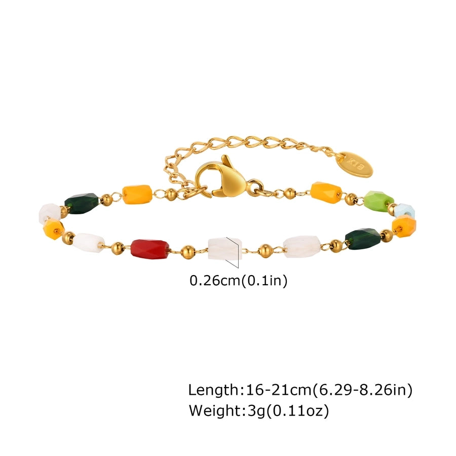Style Personalized Retro Style Necklace Stainless Steel Women's Cut Color Beaded Bracelet Gold-Plated Accessories