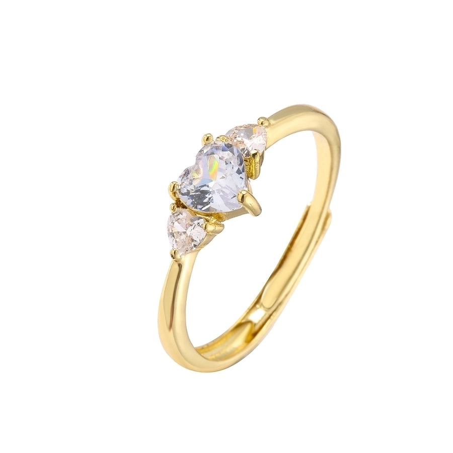 sweet heart shape copper plating inlay zircon open ring 1 piece