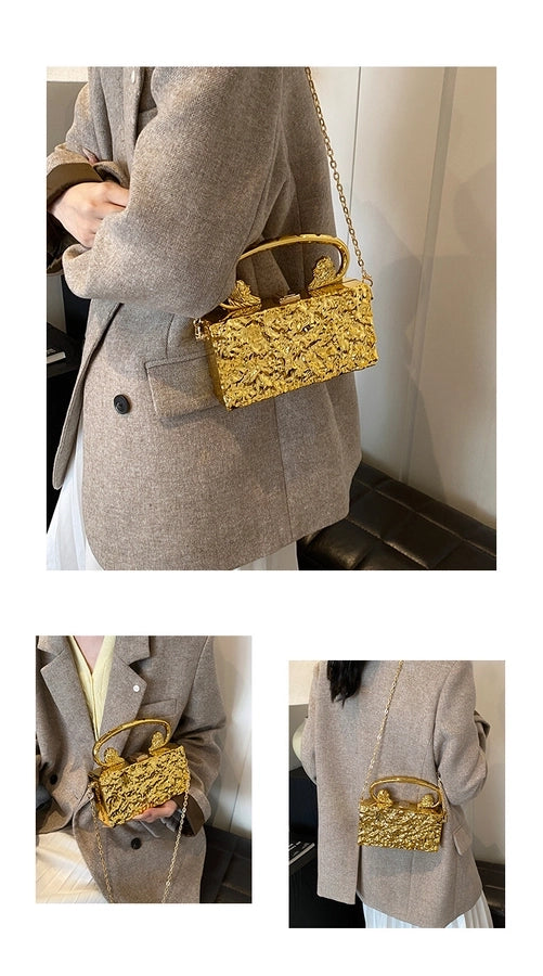 Gold Silver Rose Red Arylic Solid Color Square Evening Bags