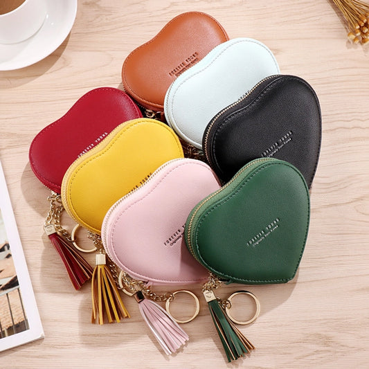 women's solid color pu leather zipper coin purses
