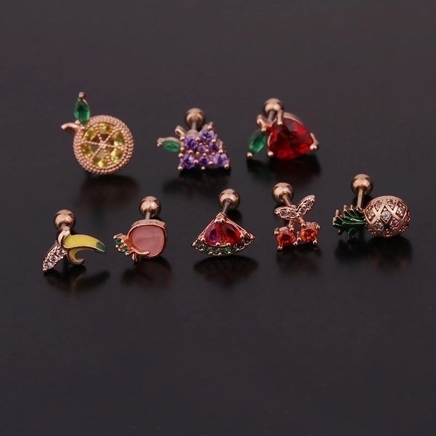 Ear Cartilage Rings & Studs Fruit 316L Stainless Steel Copper Inlaid Zircon