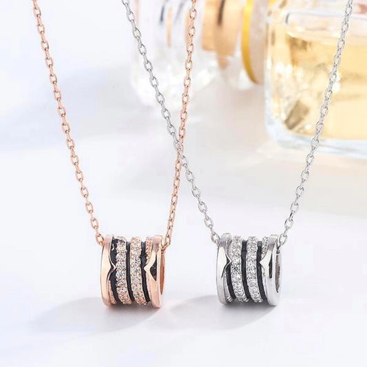 Copper Rose Gold Plated White Gold Plated Inlay Geometric Zircon Pendant Necklace