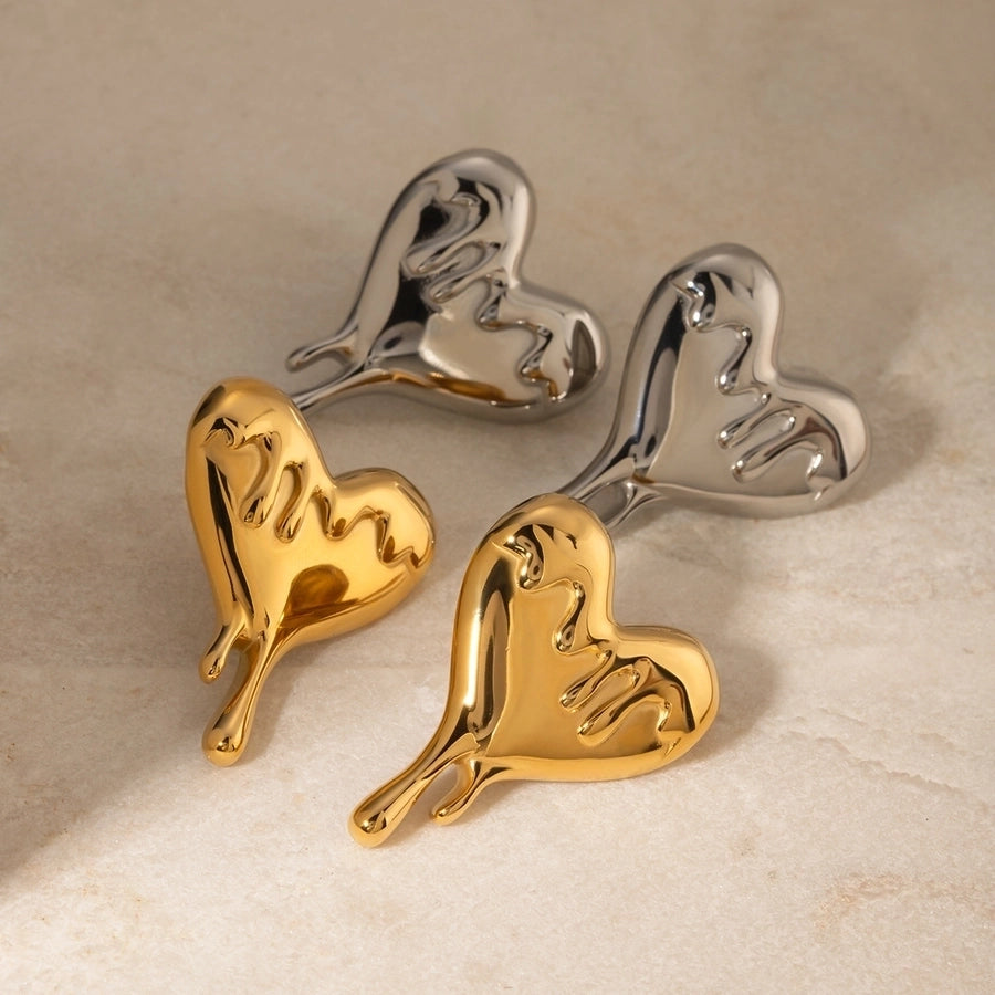 1 Pair French Style Artistic Commute Heart Shape 304 Stainless Steel 18K Gold Plated Ear Studs