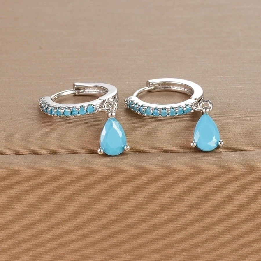 1 pair ig style shiny water droplets plating inlay stainless steel zircon drop earrings