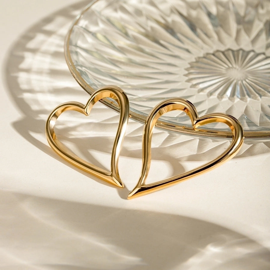 Jewelry IG Style Basic Classic Style Heart Shape 304 Stainless Steel 18K Gold Plated Plating Earrings Necklace