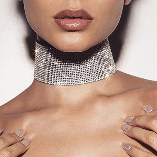 ins style streetwear geometric alloy inlay rhinestones women's choker