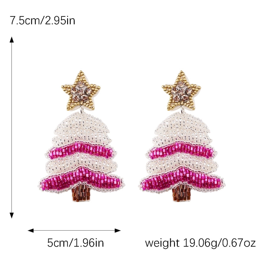 simple style classic style christmas tree inlay plastic cloth glass rhinestones silver plated drop earrings