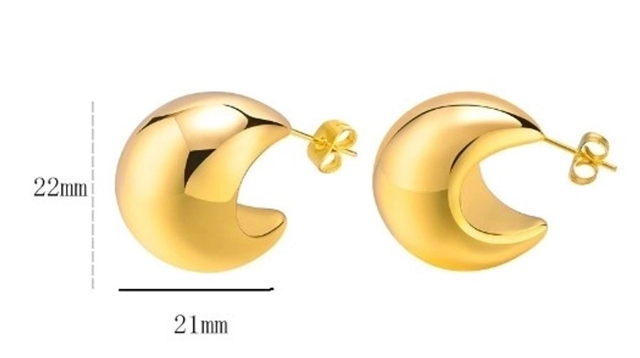 1 pair retro french style c shape u shape water droplets plating stainless steel 18k gold plated earrings