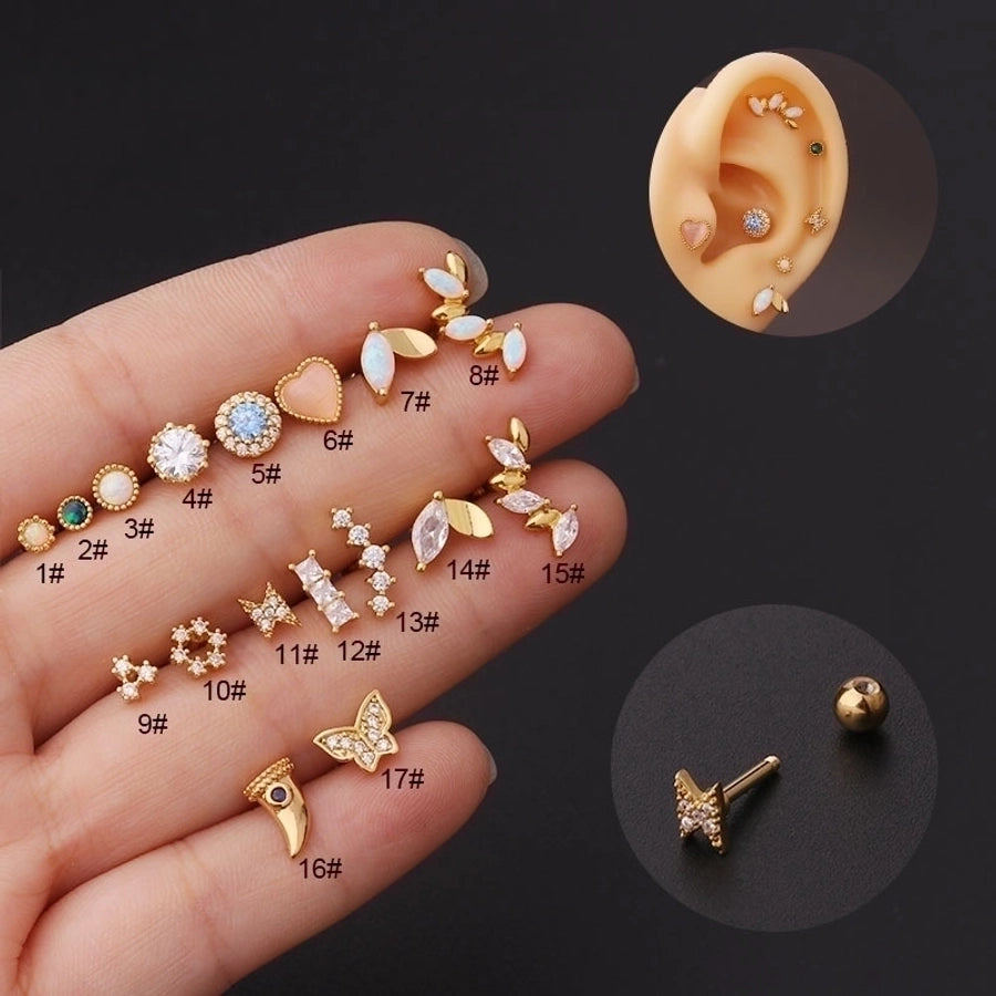 Ear Cartilage Rings & Studs Geometric 316L Stainless Steel Copper Plating