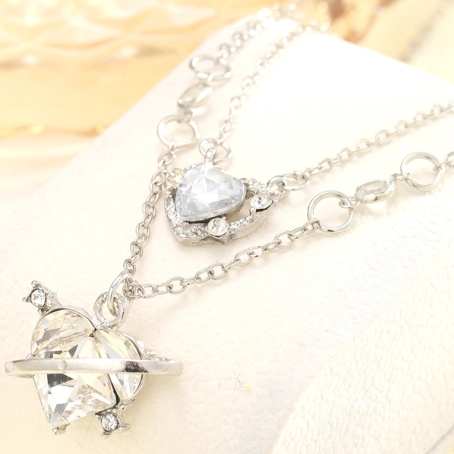 Elegant Heart Shape Alloy Rhinestone  Pendant Necklace
