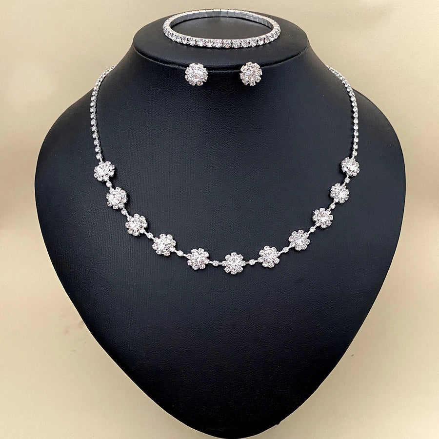 Elegant Lady Streetwear Water Droplets Tassel Heart Shape Copper Alloy Plating Inlay Rhinestones Zircon Women's Earrings Necklace Jewelry Set