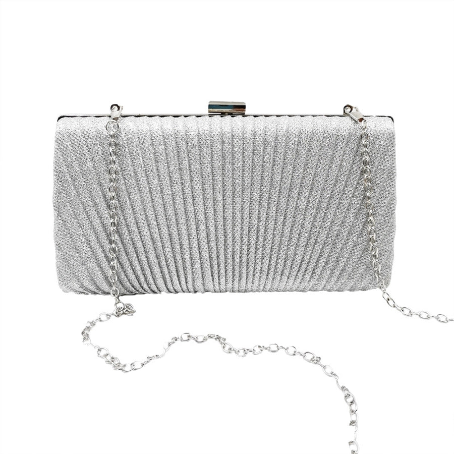 black gold silver pu leather solid color square folds clutch evening bag
