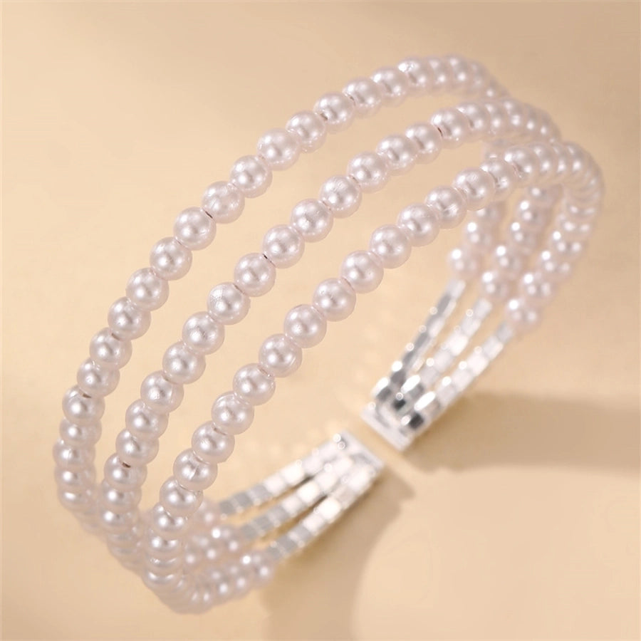 modern style simple style triangle water droplets bow knot artificial gemstones artificial pearl inlay rhinestones pearl women's bangle
