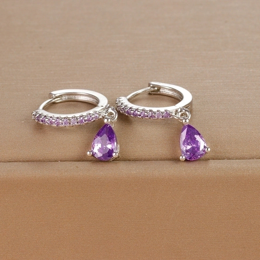 1 pair ig style shiny water droplets plating inlay stainless steel zircon drop earrings