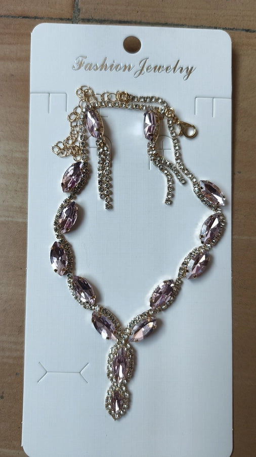 princess glam water droplets rhinestones artificial crystal earrings necklace
