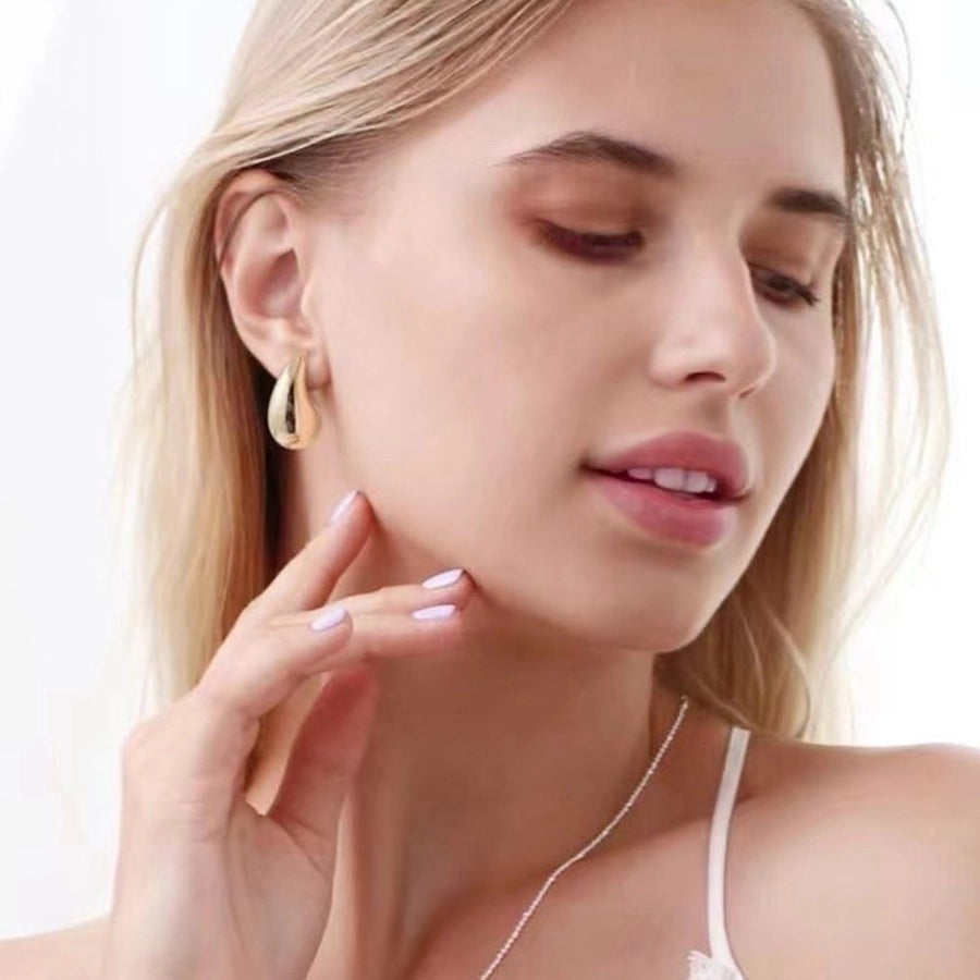 1 Pair Simple Style Water Droplets Plating 304 Stainless Steel 18K Gold Plated Ear Studs