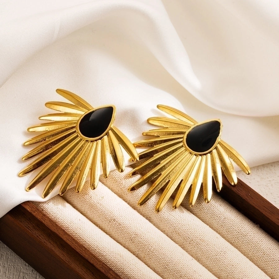 1 pair ig style flower enamel stainless steel ear studs