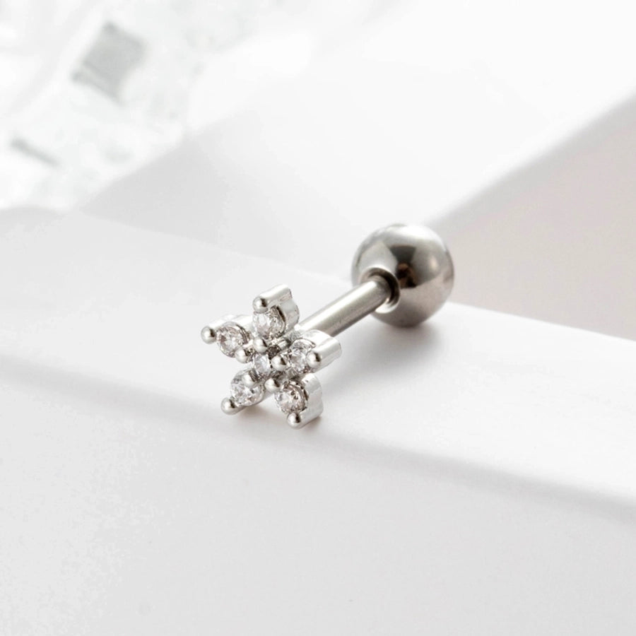 1 Piece Ear Cartilage Rings & Studs Geometric 316L Stainless Steel  Copper Inlaid Zircon