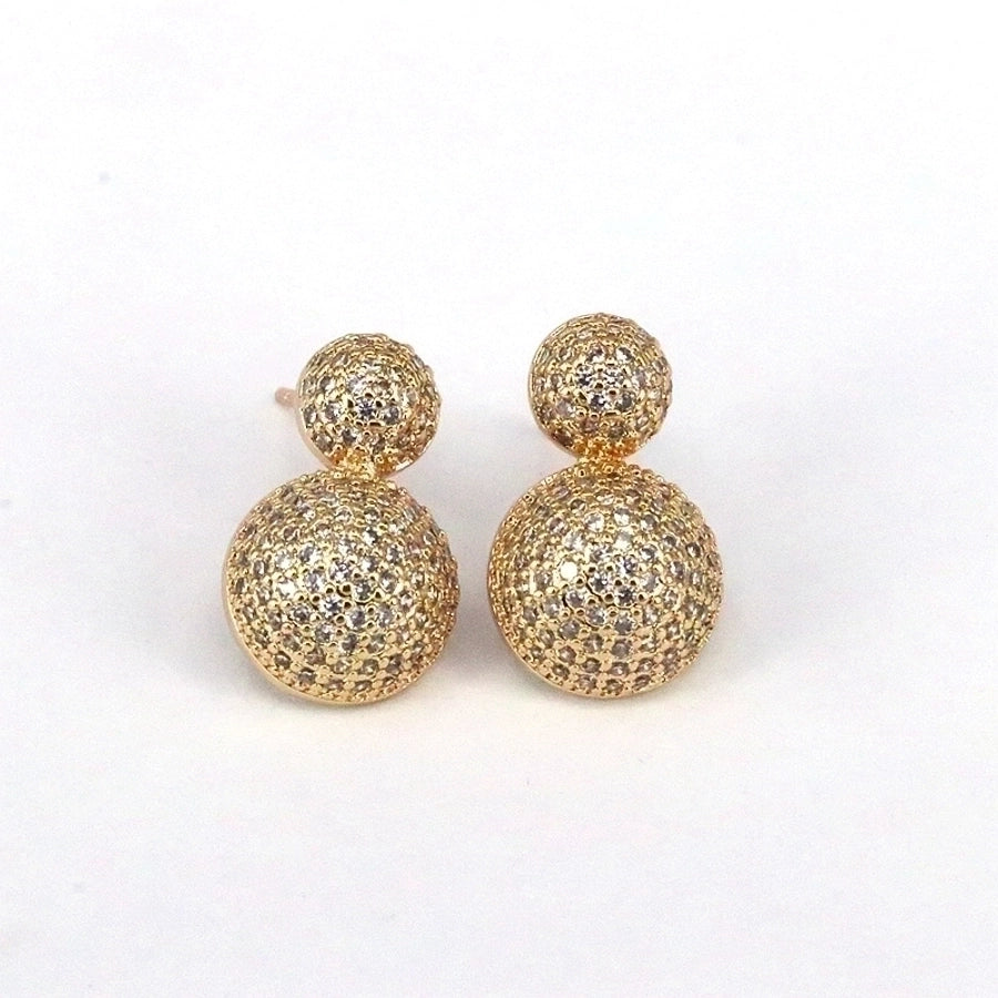 1 pair ig style simple style round water droplets heart shape plating inlay copper zircon 18k gold plated silver plated ear studs