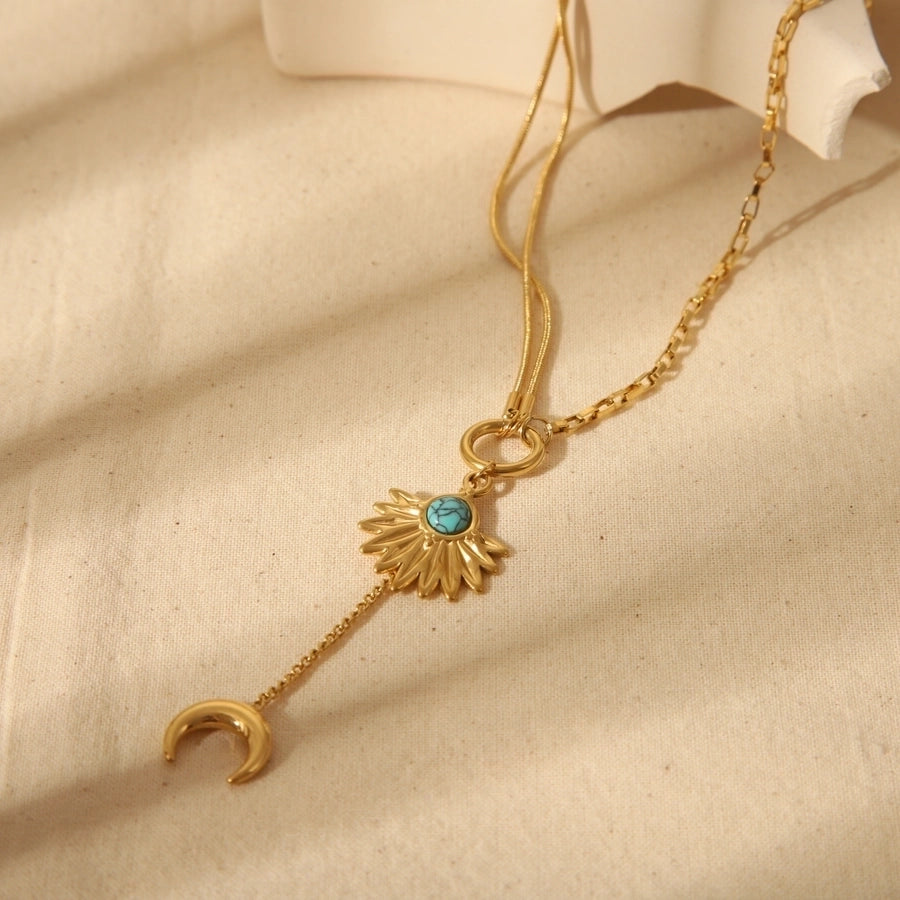 Retro Style Stainless Steel 18K Gold Plating Devil's Eye Pendant Necklace