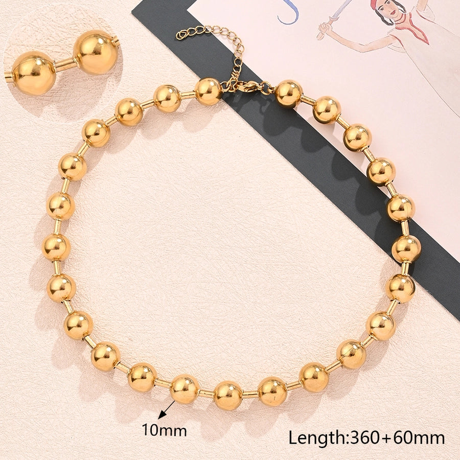 Jewelry Modern Style Simple Style Round Oval Solid Color 304 Stainless Steel 18K Gold Plated Polishing Plating Necklace