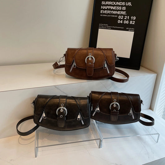 Women's Medium Pu Leather Solid Color Vacation Classic Style Square Magnetic Buckle Shoulder Bag