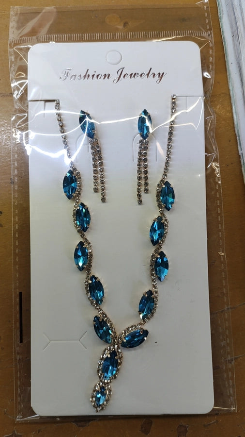 princess glam water droplets rhinestones artificial crystal earrings necklace